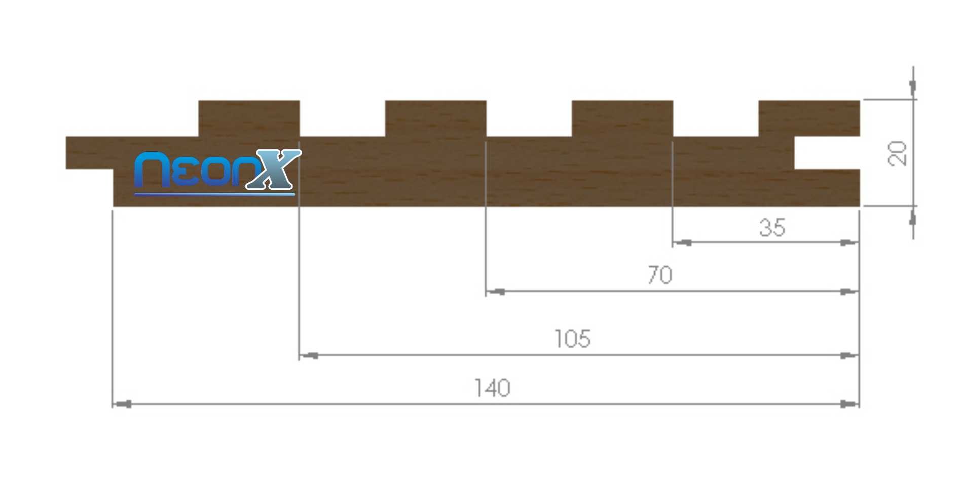 Painel Ripado de Madeira Maciça com Encaixe Macho e Fêmea Réguas 290x3,5 Cm Neonx M²:eucalipto - 7