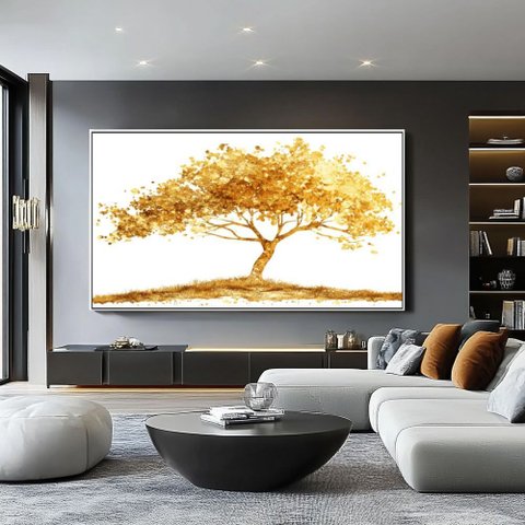 Quadro Arvore da Prosperidade Ii: Moldura Canaleta Branca/ 120x60