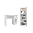 Ver imagem 1 de Escritório com Escrivaninha 2 Gavetas e Livreiro Branco - Fdecor