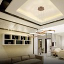 Ver imagem 2 de Lustre Pendente Moderno 75cm Led 47w 3 Cores de Luz Bivolt Dourado