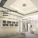 Ver imagem 5 de Lustre Pendente Moderno 75cm Led 47w 3 Cores de Luz Bivolt Dourado