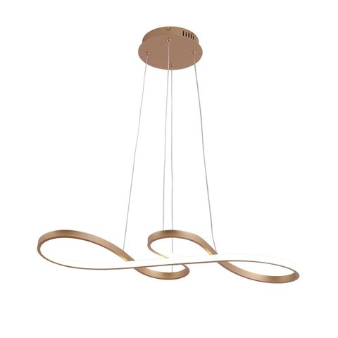 Lustre Pendente Moderno 75cm Led 47w 3 Cores de Luz Bivolt Dourado
