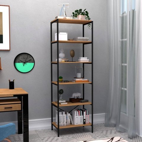 Armário Multiuso Belira 6 Prateleiras Preto Industrial