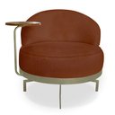 Ver imagem 4 de Kit 2 Poltronas Decorativa Andromeda Linho Bouclê Marrom Base Giratória de Ferro - Pallazio