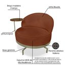 Ver imagem 7 de Kit 2 Poltronas Decorativa Andromeda Linho Bouclê Marrom Base Giratória de Ferro - Pallazio