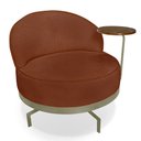 Ver imagem 3 de Kit 2 Poltronas Decorativa Andromeda Linho Bouclê Marrom Base Giratória de Ferro - Pallazio