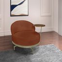Ver imagem 2 de Kit 2 Poltronas Decorativa Andromeda Linho Bouclê Marrom Base Giratória de Ferro - Pallazio
