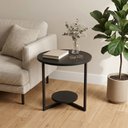 Ver imagem 5 de Mesa de Canto Redonda Siena 49cm em MDF Pés de Aço Estilo Industrial Decorativa Preto Lh Móveis