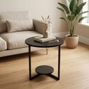 Ver imagem 6 de Mesa de Canto Redonda Siena 49cm em MDF Pés de Aço Estilo Industrial Decorativa Preto Lh Móveis