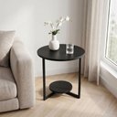 Ver imagem 7 de Mesa de Canto Redonda Siena 49cm em MDF Pés de Aço Estilo Industrial Decorativa Preto Lh Móveis