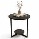 Ver imagem 4 de Mesa de Canto Redonda Siena 49cm em MDF Pés de Aço Estilo Industrial Decorativa Preto Lh Móveis