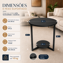 Ver imagem 2 de Mesa de Canto Redonda Siena 49cm em MDF Pés de Aço Estilo Industrial Decorativa Preto Lh Móveis