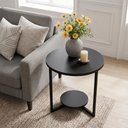 Ver imagem 1 de Mesa de Canto Redonda Siena 49cm em MDF Pés de Aço Estilo Industrial Decorativa Preto Lh Móveis