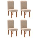 Ver imagem 1 de Conjunto com 4 Cadeiras Estofadas para Mesa de Jantar Sara MDF Freijó Veludo Creme DJ Móveis