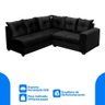 Sofá 166 X 183 Cm de Canto 4 Lugares Molas Espirais - Preto - 3