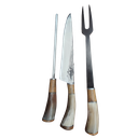 Ver imagem 1 de Kit Churrasco Artesanal Faca Chaira e Garfo e Bainha de Couro