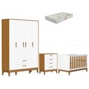 Ver imagem 1 de Quarto de Bebê Flip Guarda Roupa 4 Portas Branco Acetinado Savana com Colchão Gazin - Reller