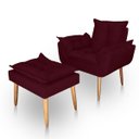 Ver imagem 1 de Poltrona Opala para Sala com Puff Reforçada Suede Bordo