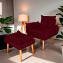 Ver imagem 2 de Poltrona Opala para Sala com Puff Reforçada Suede Bordo