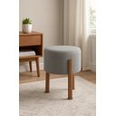 Ver imagem 2 de Puff Banquinho Redondo Decorativo Thor em Linho Pés Polietileno Cor Cinza