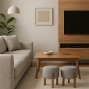 Ver imagem 6 de Puff Banquinho Redondo Decorativo Thor em Linho Pés Polietileno Cor Cinza