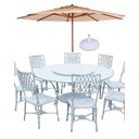 Ver imagem 1 de Conjunto Mesa Jantar Giratória 8 Cadeiras de Jardim e Ombrelone Piscina