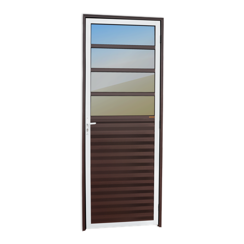 Porta de Cozinha Alumínio 80 Esq L25 V.Refl.Mix Corten Brimak