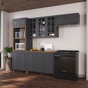 Ver imagem 1 de Cozinha Completa Bariloche 12 Portas 2 Gavetas com Vidro 100% MDF Chumbo - Indékes