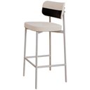 Ver imagem 6 de Kit 06 Banquetas Alta Bar Cozinha Sala de Jantar Aço Branco Kaira C01 Linho Palha Courino Preto -