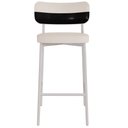 Ver imagem 2 de Kit 06 Banquetas Alta Bar Cozinha Sala de Jantar Aço Branco Kaira C01 Linho Palha Courino Preto -