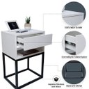 Ver imagem 3 de Kit 2 Mesas Cabeceira Industrial 40cm Branco Gavetas e Nicho Base Metal Preto Lateral Cama