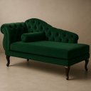 Ver imagem 1 de Chaise Recamier 150 Cmem Veludo Pés Luis Xv Capitonê de Luxo