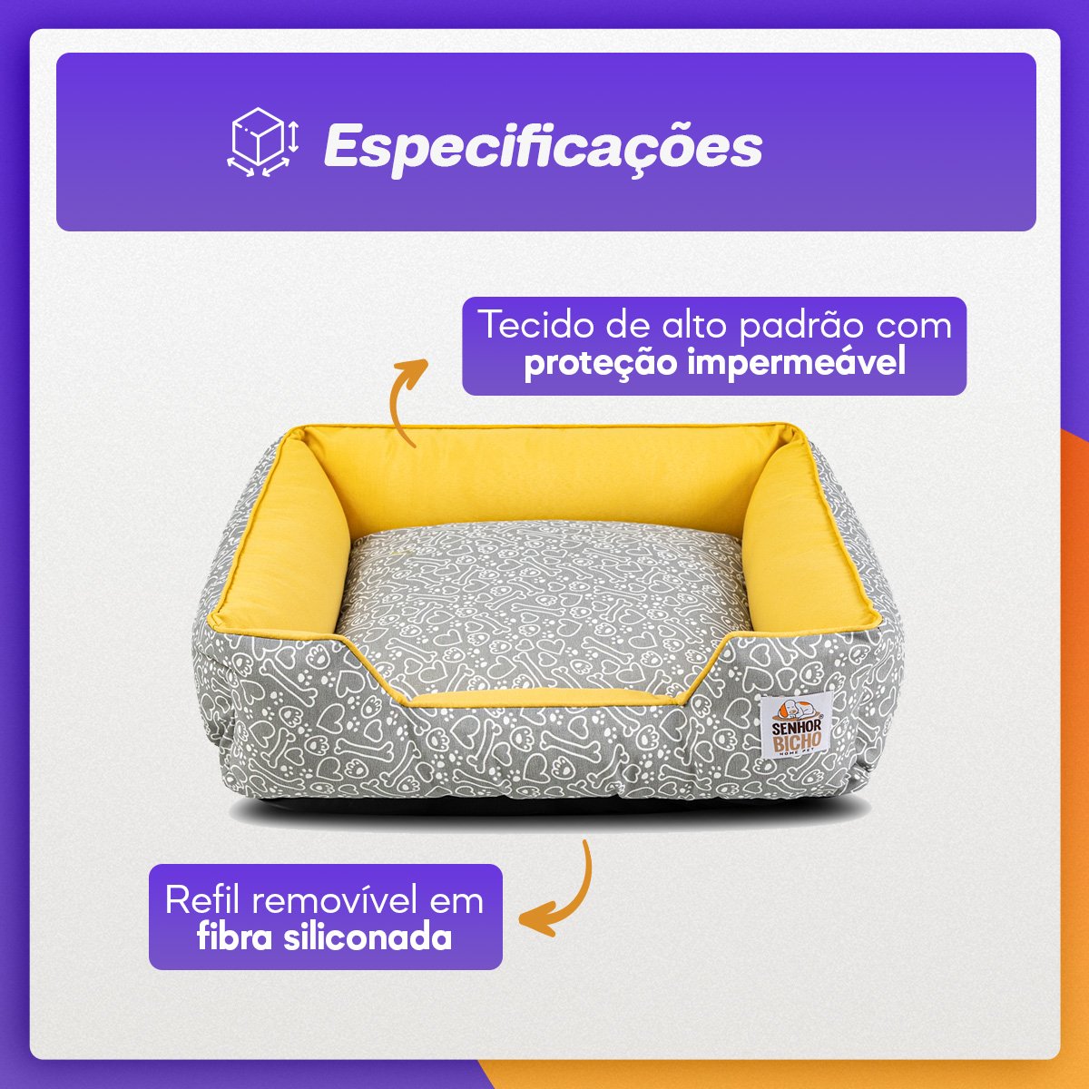 Cama de Cachorro Impermeável com Zíper Pandora 53x53 Pets - 7