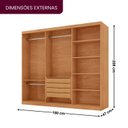 Ver imagem 3 de Guarda-Roupa Casal 100% MDF 3 Portas de Correr 4 Gavetas 6 Prateleiras com Espelho Chile Off White/Marromle