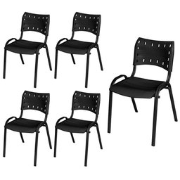 Cadeira Iso Base Preto Igreja, Escola, Escritório - Preto Kit 5 Peças - 2