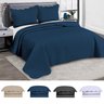 Cobre Leito Casal Roupa De Cama Colcha Kit 3 Peças - Azul-marinho - 1