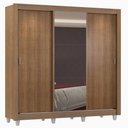 Ver imagem 3 de Guarda Roupa Casal Madesa Lyon Plus 3 Portas de Correr com Espelho 4 Gavetas com Pés - Rustic