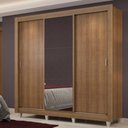Ver imagem 1 de Guarda Roupa Casal Madesa Lyon Plus 3 Portas de Correr com Espelho 4 Gavetas com Pés - Rustic