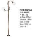 Ver imagem 5 de Poste Colonial Montreal para Jardim Alumínio 02 Globos 3,50m