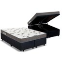 Ver imagem 1 de Cama Box Baú King: Colchão Espuma Ortobom D33 Light Saúde + Base CRC Suede Black(186x198)