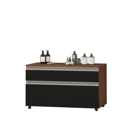 Armário de Banheiro com Rodinhas Multifuncional Safira 80 Cm:preto