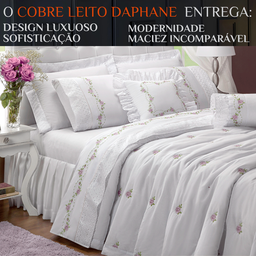 Cobre Leito Queen Size 100%algodão Daphane Bordado Super Luxuoso Bouquet:branco - 2
