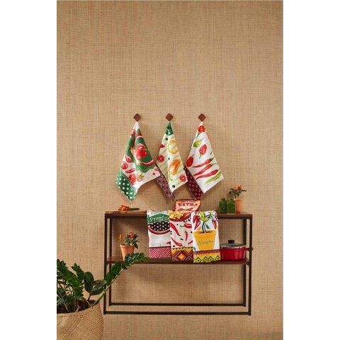 Pano de Copa Estampado Pimenta com 7 peças Lepper