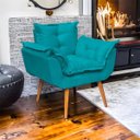 Ver imagem 2 de Poltrona Decorativa Opala 1 Lugar Suede Azul Turquesa - SeLiga Shop
