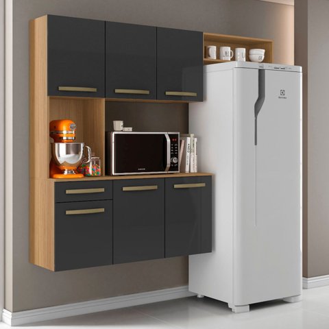 Armário de Cozinha Compacta 160cm Lora Atacama/grafite A15 - Mpozenato
