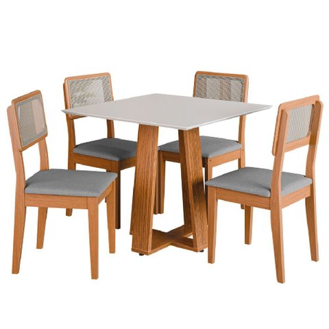 Conjunto Sala de Jantar Mesa Athenas Quadrada 4 Cadeiras Santiago Dobuê