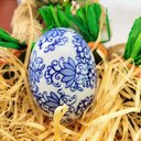 Ver imagem 2 de Ovo de Páscoa Decorativo 8x5cm Porcelana Azul e Branca B