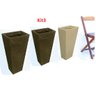Kit 3 Vaso Planta 60x30 Trapézio Parede Polietileno BGPLASTICOS V17 CINZA CIMENTO 004 - 1