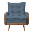 Ver imagem 5 de Poltrona do Papai Reclinável 5 Posições Linho Azul Marinho com Corino Nozes