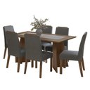 Ver imagem 2 de Conjunto Sala de Jantar Tampo de Madeira 6 Cadeiras Rustic/silver Soho Madesa